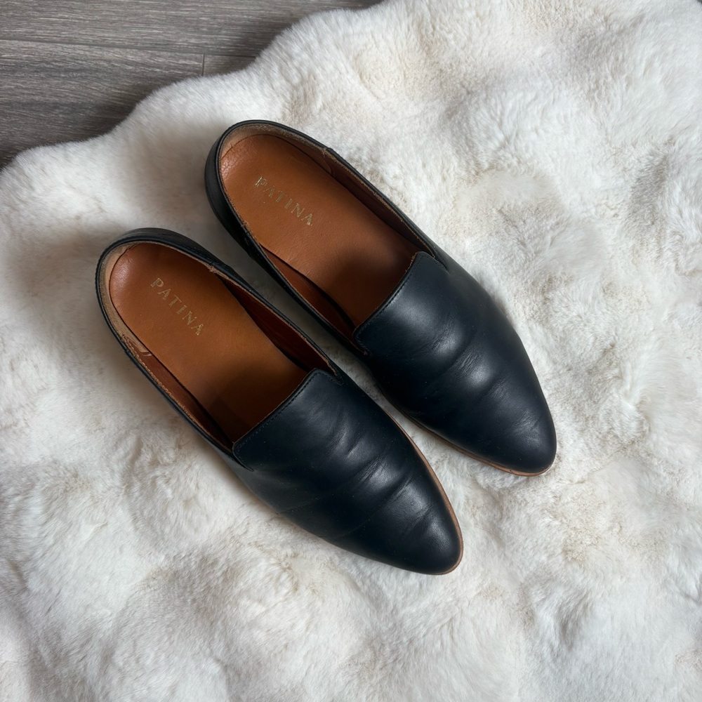 Patina Portland pointed toe leather loafer flat in black - 8 - Picture 2 of 12